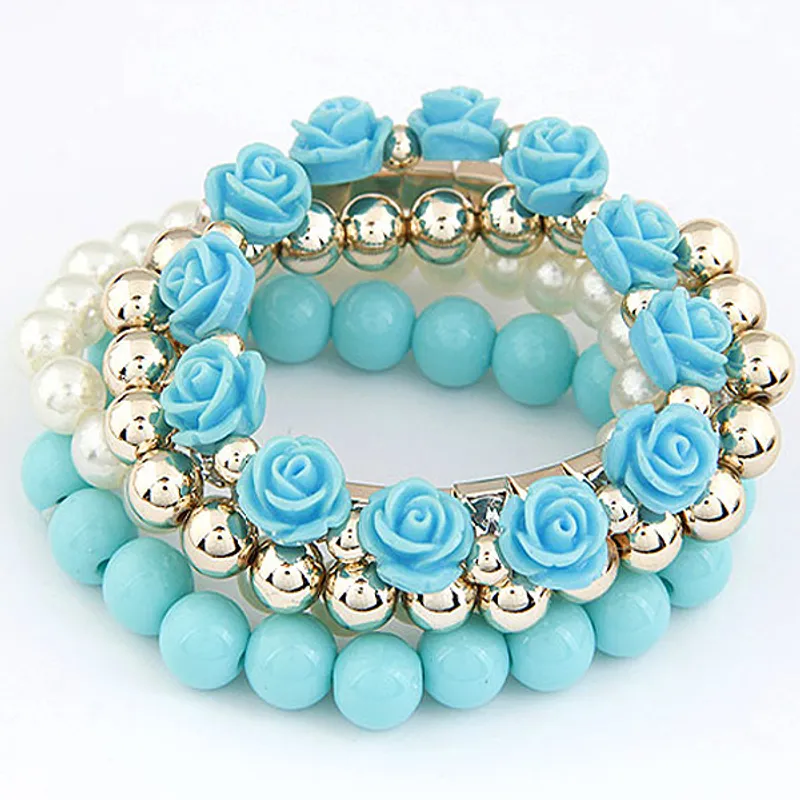Floral Beaded Stretch Bracelet Set