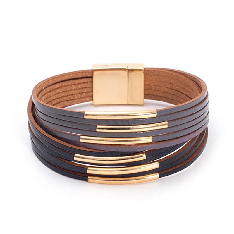 Chic Layered Leather Bracelet