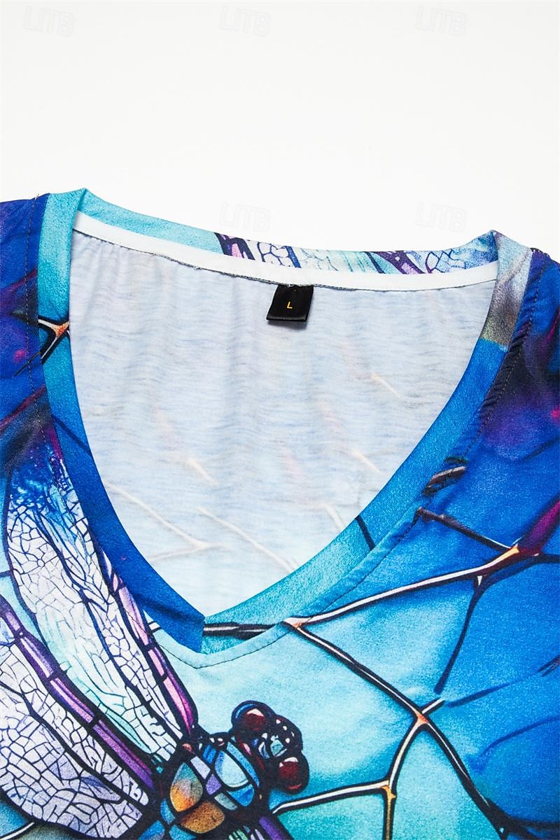 Floral Print Fashion V Neck Tee