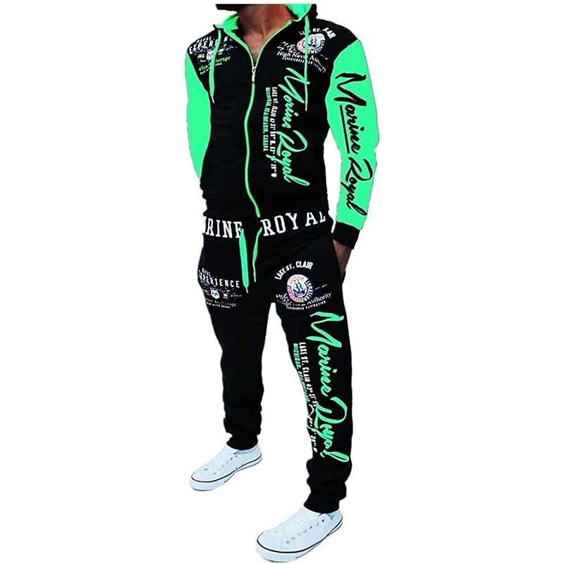 Color Block Graphic Tracksuit Set